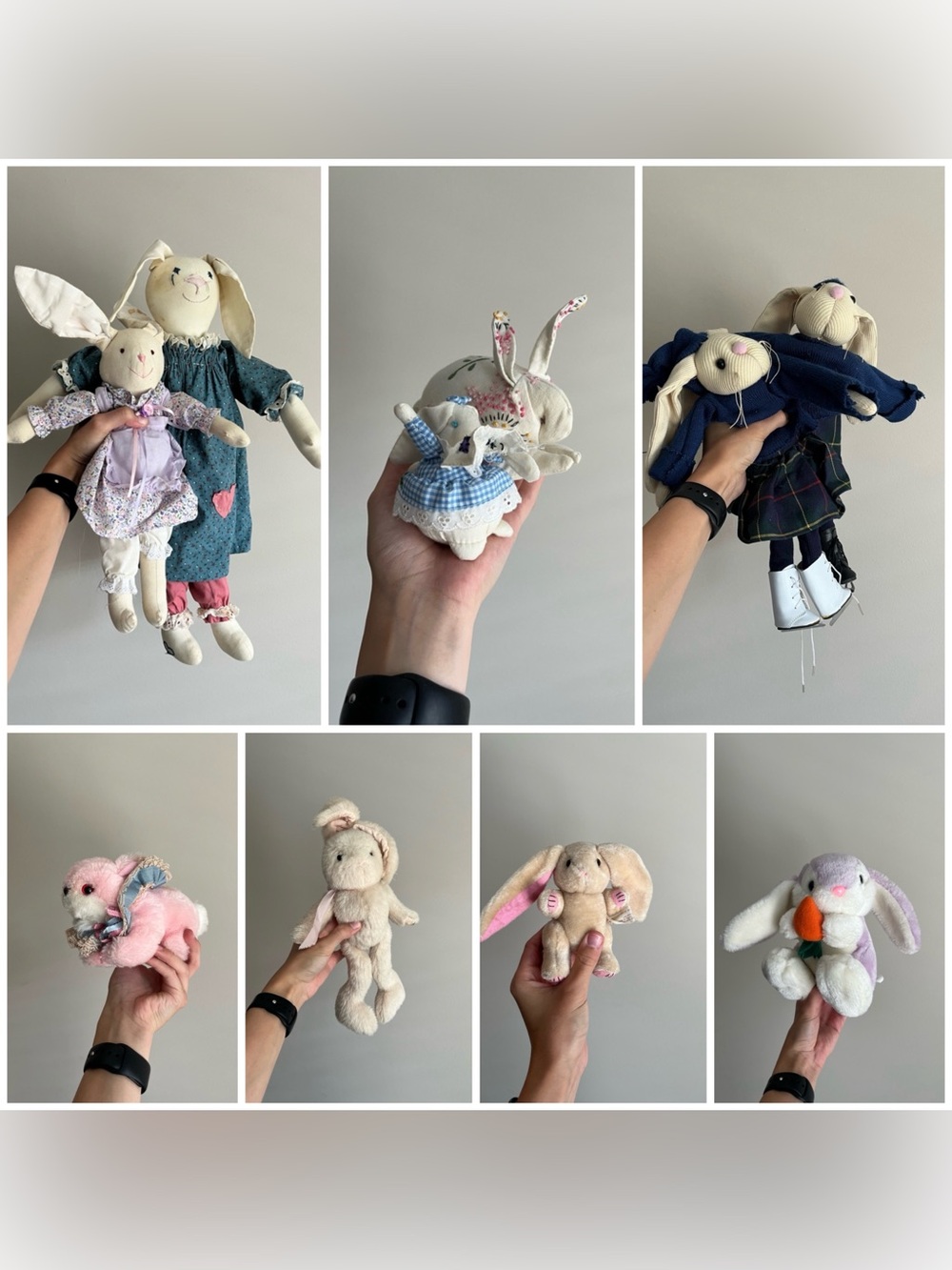 Bundle of 10 Vintage Bunny Rabbits Bunnies Stuffed Animals Plush Toys